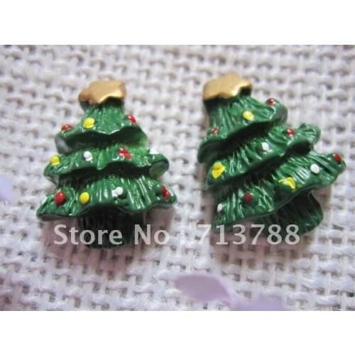 15pcs/lot flat back resin resin christmas tree ,DIY resin craft accessories fashion resin cabochons