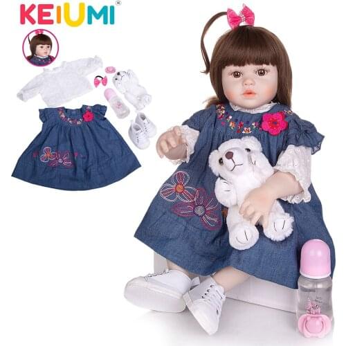 KEIUMI 23 Inch New Design Silicone Reborn Baby Lifelike Dolls Full Silicone Body Reborn Bebe Toys For Children Birthday Gifts