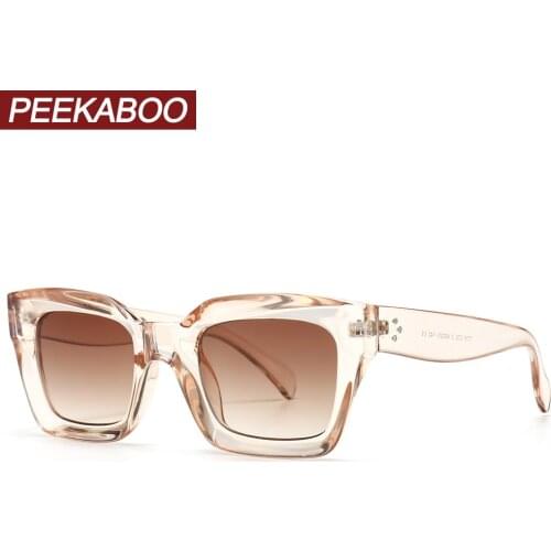 Peekaboo fashion square sunglasses women black rivets clear brown blue male sun glasses uv400 2021 summer mens accessories