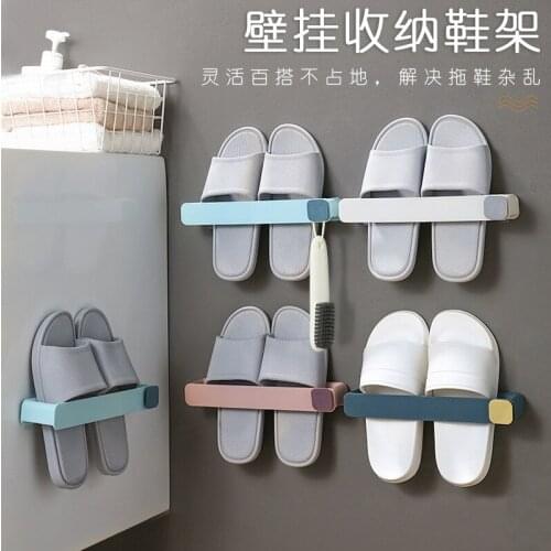 Bathroom slipper rack punching-free wall hanging shoes storage rack space storage bathroom hanging