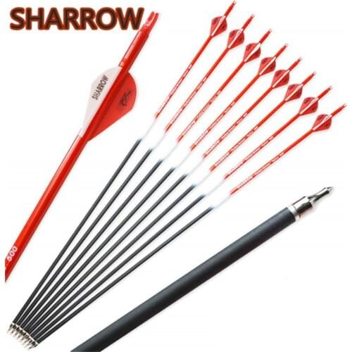 6/12pcs 30" Archery Carbon Arrows Spine 500 Carbon Hunting Carbon Arrows Replaceable Broadhead For Training Shooting Accessories