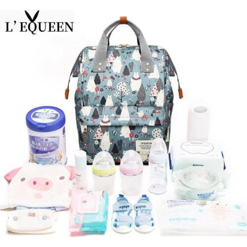 LEQUEEN Fashion Mama Maternity Nappy Bag Large Capacity Baby Care Bag Mom Backpack Diaper Nursing Bag for Stroller Mochila Mamae