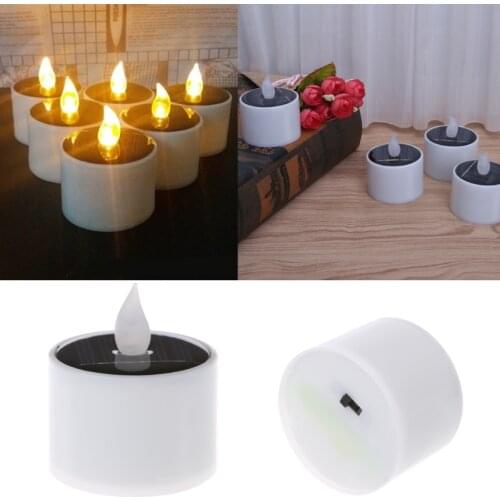 Solar Powered LED Candle Light Yellow Flicker Tea Lamp Festival Wedding Party Home Romantic Decor-M25