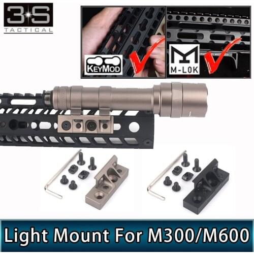 Tactical Airsoft Keymod Rail Mlok Handguard Flashlight Scout Light Mount For Surfir Flashlight M300 M600 M600C M600V M600DF