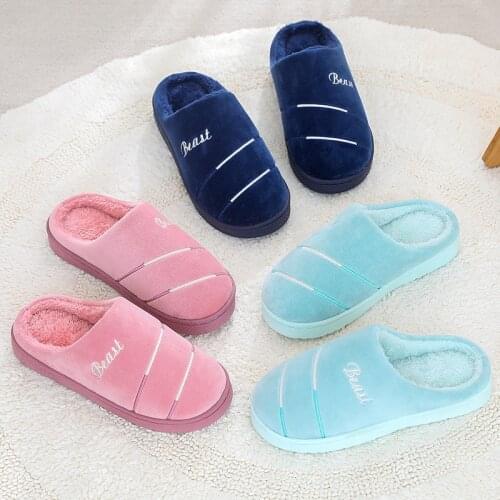 Women Men New Couples Slippers Embroidered Cotton Slippers Soft Bottom Thickening Home Slip-proof Warm Cotton Slippers Wholesale