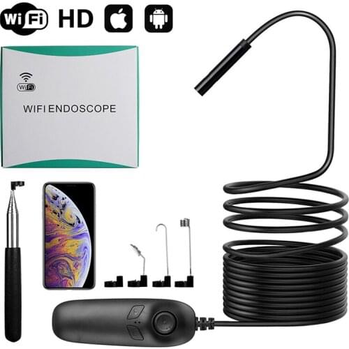 8mm 1200P Telescoping Wifi Endoscope Inspection Camera IP68 Waterproof 2.0MP Semi-Rigid WiFi Borescope For iOS Android