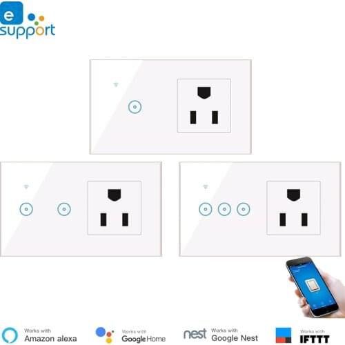 WiFi Smart Light Switch Socket US Standard WiFi Outlet 16A Timer Countdown eWelink Wireless Control Compatible With Alexa IFTTT