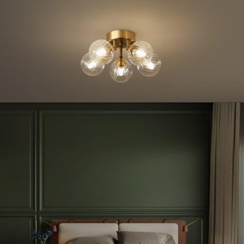 Vintage ceiling light Bedroom LED Home Decor Luxury Magic Bean Flower Glass lamp metal Restaurant designer ceiling light