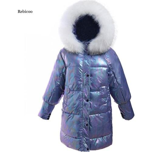 Winter Womens Jacket Temperament Mid-Length Bright Fabric Loose Cotton Faux Fur Collar Womens Clothing