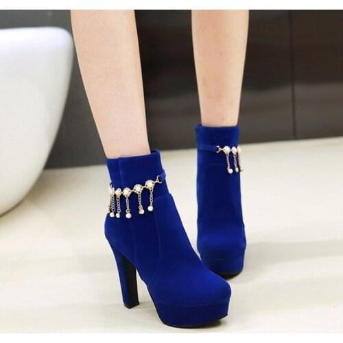 Zapatos De Mujer 2021 Womens Plus Size Boots Round Toe High Heels Gothic Ankle Booties Heels Autumn Winter Party Shoes A-5