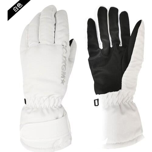 Winter Outdoor Men And Women Cold And Warm Plus Velvet Waterproof Wind And Warm Pure Color Ski Gloves