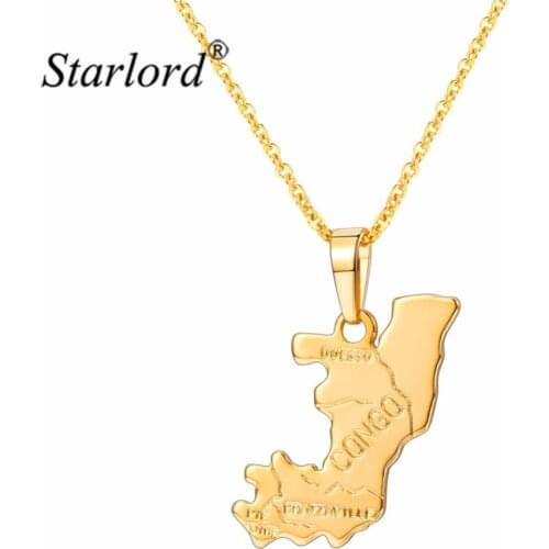 Congo Map Necklace Gold Brazil/Haiti/Morocco/Sicily/Cameroon/Poland/Italy Republic of Congo Map Jewelry P3421