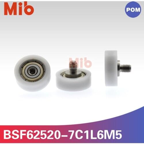 1PCS/lot M5 thread plastic flat type 5*20*7mm 625zz bearing stainless steel shaft drawer roller wheel BSF62520-7C1L6M5