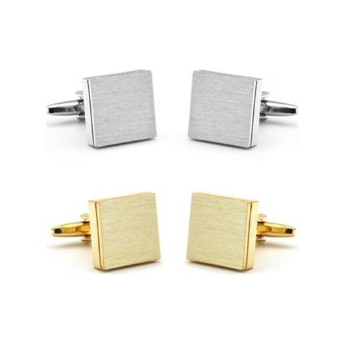 10pairs/lot Square Silver/Gold Wire Drawing Cufflinks Advanced Electroplating Cuff Links Business Style Mens Jewelry Accessory