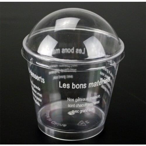 20,50,100pcs /lot with Cover 180ml Dessert Cup Ice Cream Cube Juice Cup Mousse Tray Home Wedding Festival Party Spoon Supplied