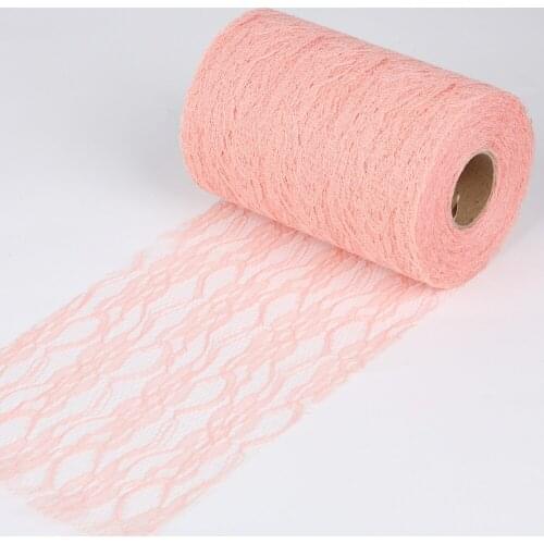 22M 15cm Light Pink Tull Lace Roll Spool Fabric DIY Net lace Trimming For Tutu Skirt Chair Table Runner Wedding Decoration