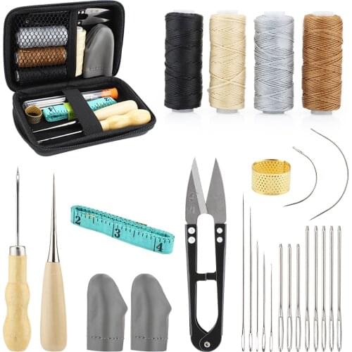 28Pcs Leather Craft Tools Kit Professional Hand Sewing Stitching Punch Carving Leather Sewing Tools For DIY Leather Craft