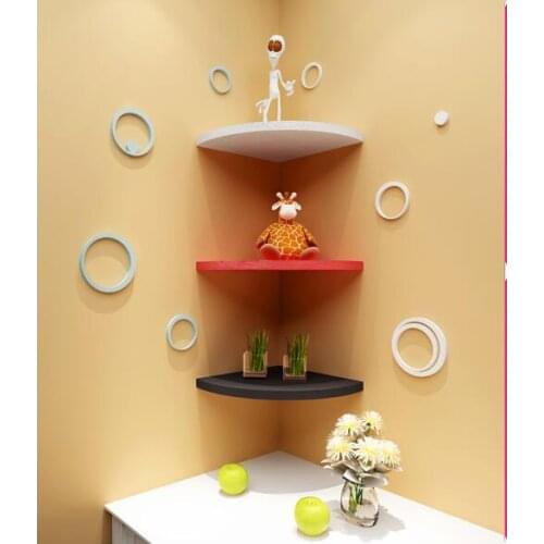 3PCS/Set Triangle fan Bedroom Wood Bathroom Shelves Creative Home Storage Holder Decorative Wall Shelves for Kitchen,Living Room