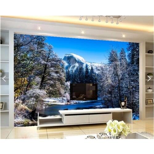 Custom 3D mural,USA Parks Winter Scenery Snow Nature papel de parede ,living room sofa tv wall bedroom stereoscopic wallpaper