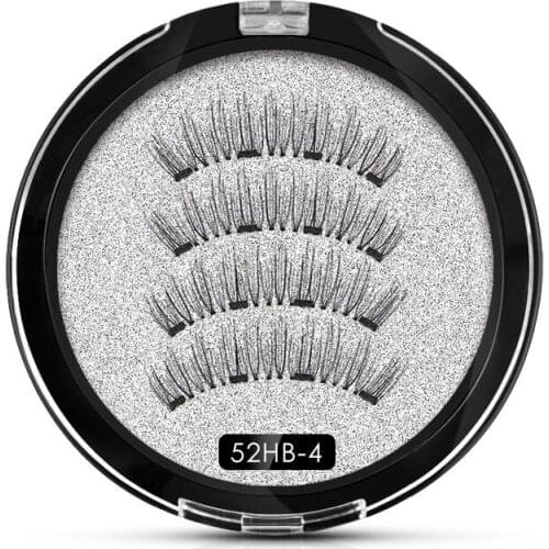 Xinleyong 4 Magnetic Eyelashes Extension Natural False Eyelash on magnets Reusable 3D Magnetic Fake Eye Lashes Makeup 52HB-4