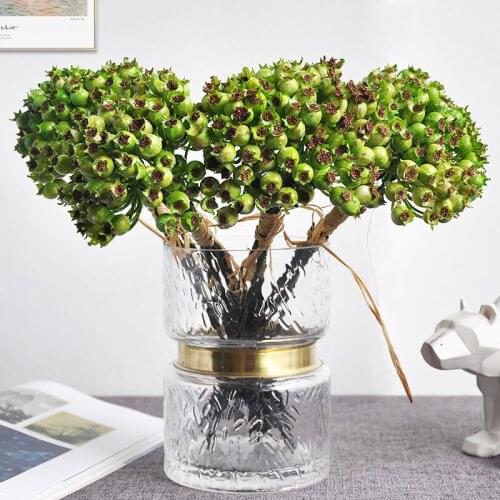 5Pcs/Bouquet Silicone Rosehip Blueberry Artificial Flower Hight Quality Fake Plant For Patry Wedding Home Hotel Table Decoration