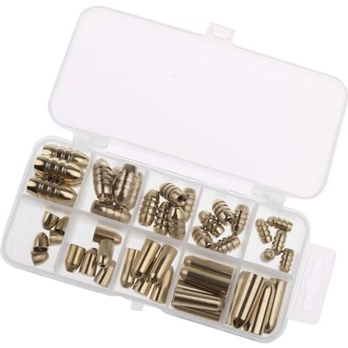 50 Pieces Brass Fishing Tackle Box Set Fishing Lures Kit 1.8g 3.5g 5g 7g 10g