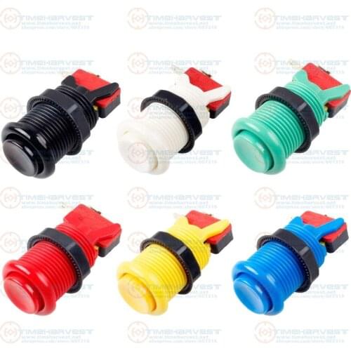 50 pcs American style push button with microswitches 28mm mounting hole nylon buttons 6 colour available Arcade game accessories