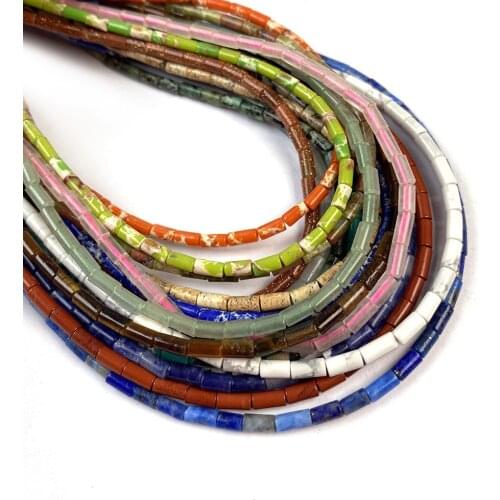 94Pcs Natural Stone Beads Cylindrical Semi-precious Loose Beads For Jewelry Making DIY Necklace Bracelet Earrings Accessory