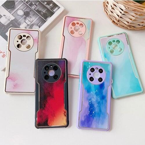 Watercolor Marble Texture Phone Case For Huawei P40 Lite P30Lite P40 P30 Mate 40 Mate30 NOVA 8 Pro Shockproof 2 in 1 Soft Cover