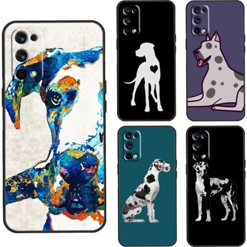 Great Dane Dog Watercolor Case For Realme C3 C11 C15 GT Neo Q3 6 7 8 Pro Cover For OnePlus 8 Pro 8T Nord 9 Pro Shell