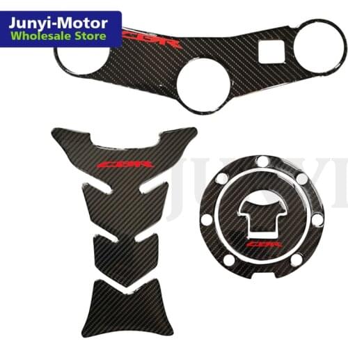For CBR600RR CBR 600 RR 2003 2004 Tank Pad Gas Cap Cover Triple Clamp Yoke Sticker Protector Carbon Fiber Motorcycle Guard Decal