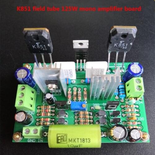 Dual DC 24 - 45V HIFI K851 field tube 125W mono power amplifier board