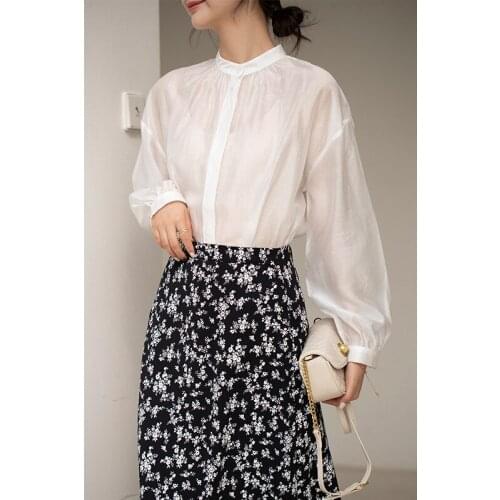 T-shirts Women Reflecting Minor French Style Round Neck Loose Long Sleeve Spring 2021 Autumn Casual Good Quality C2385