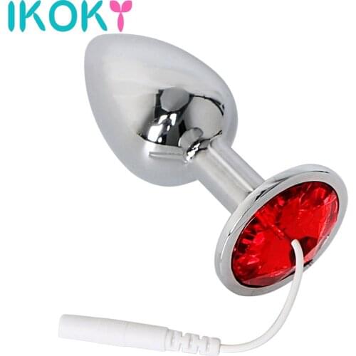 IKOKY Electro Butt Plug Sex Toys for Men Women Medical Themed Toys Therapy Massager Rhinestone Electric Shock Anal Plug