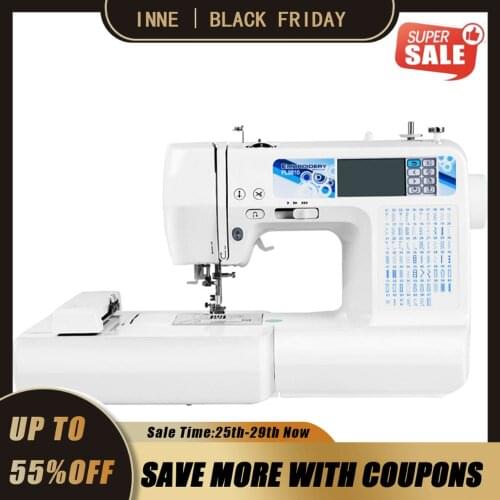 INNE Computerized Embroidery Machine Electric Home Name Pattern DIY Custom Sewing 67Stitch Automatic Professional LCD Desktop