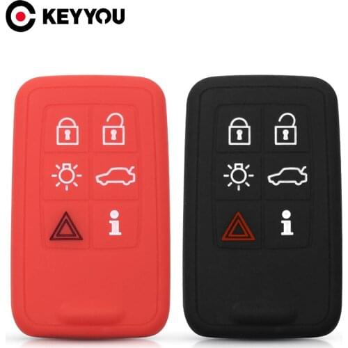 KEYYOU 30x For Volvo 6 Button For C30 C70 S40 S60 S70 S80 V40 V50 V70 XC60 XC90 Car Key Case Smart Remote Car Key Silicone Case