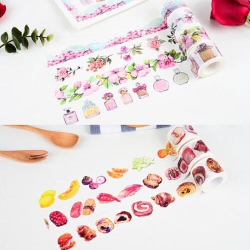 30mm*7m Wide Washi Tape Food Sakura Landscape Perfume Cartoon Girls Decorative Masking Tapes Planner Paste Cute School Supplies