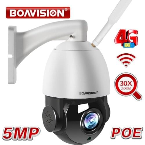 30X Zoom 5MP AI AUTO Tracking PTZ Dome IP Camera WIFI / 4G SIM Card / POE Waterproof IR 80m Two Way Audio CCTV Security Camera
