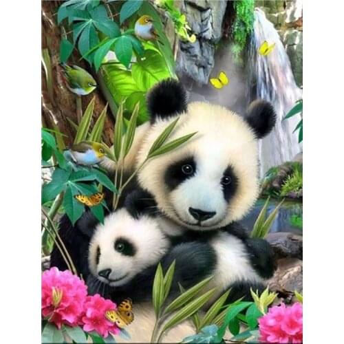 Full DIY Diamond Painting kit Two pandas Cross Stitch Diamond Embroidery Patterns rhinestones Mosaic home decor