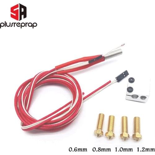 Volcano Hot end Eruption Pack Aluminum Block + Thermistor + Ceramic Heater 12V 40W + Nozzles Kit for 1.75 / 3 mm 3D Printer