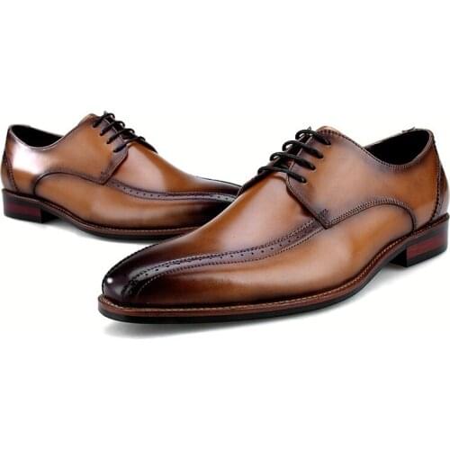 New Breathable Black / Brown Oxfords Office Shoes Mens Business Shoes Genuine Leather Wedding Groom Shoes Male Dress Shoes
