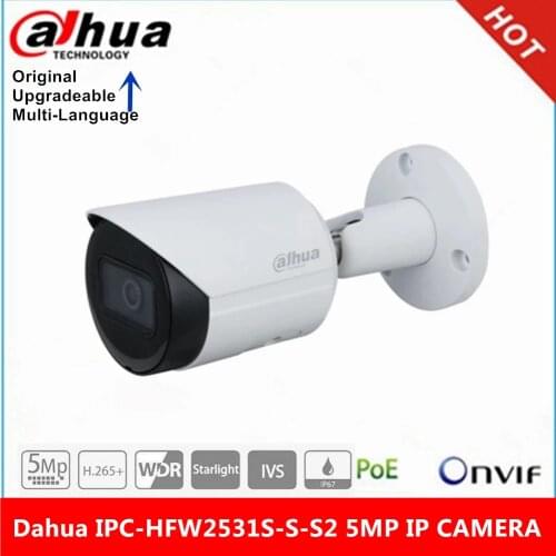 Original dahua IPC-HFW2531S-S-S2 5MP IP Camera POE IP67 IR30M P2P Bullet Starlight Camera
