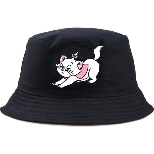 Disney The Aristocats Marie Cat Bucket Hat Kids Classic Fashion Casual Graphi Reversible Outdoor Panama Cartoon Fishing Hat