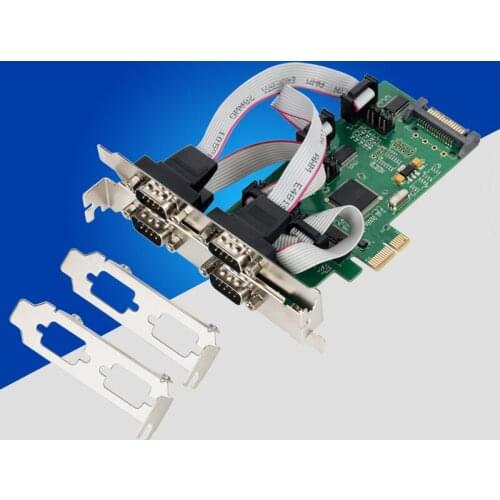 PCI-E PCI Express to 4 Port RS232 Serial Card RS-232 Signal COM Card 1pin or 9 feet Power Supply Serial Port DB9 PCIe Controller