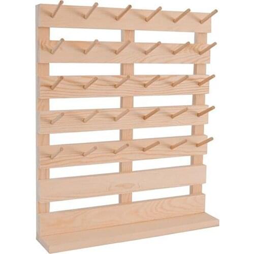30-Spool Wood Thread Rack Foldable Spool Storage Rack Thread Organizer Wooden Holder Sewing Embroidery Stand Shelf Sweetie