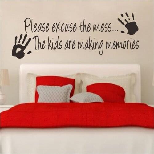 Please Excuse the Mess Kids Wall Sticker Mural Wall Quote Inspiration Words Decal DIY Vinyl Decor home Decoration