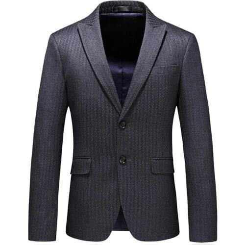 Fit Slim Men Blazer Business Formal Causal Office Work Party Gray Suit Jacket Daily Life Prom Banquet Single Breasted 2 Buttons
