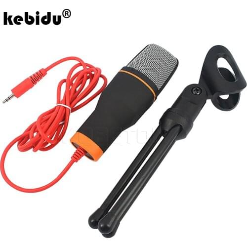 Kebidu Hot Wired Stereo Condenser Sound Podcast Studio Microphone with Holder Clip for Chatting Singing Karaoke PC Laptop SF-666