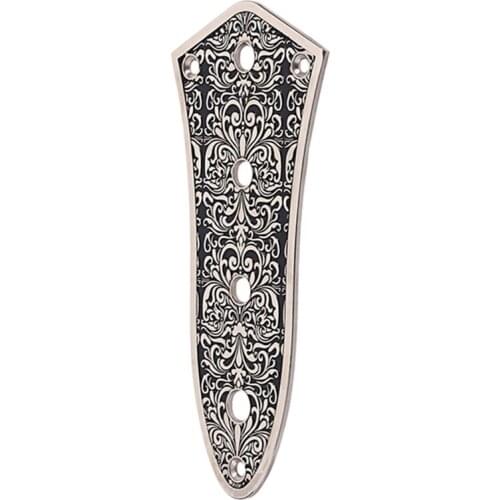 Guitar Control Plate Carved Zinc Alloy 4 Holes Volume Control Plate Replacement Part for JB Jazz Bass Guitar