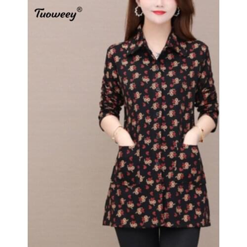 Fashion autumn spring style long Sleeve 5XL Plus Size floral Women blusas shirts loose floral elegant Shirt Female woman clothes